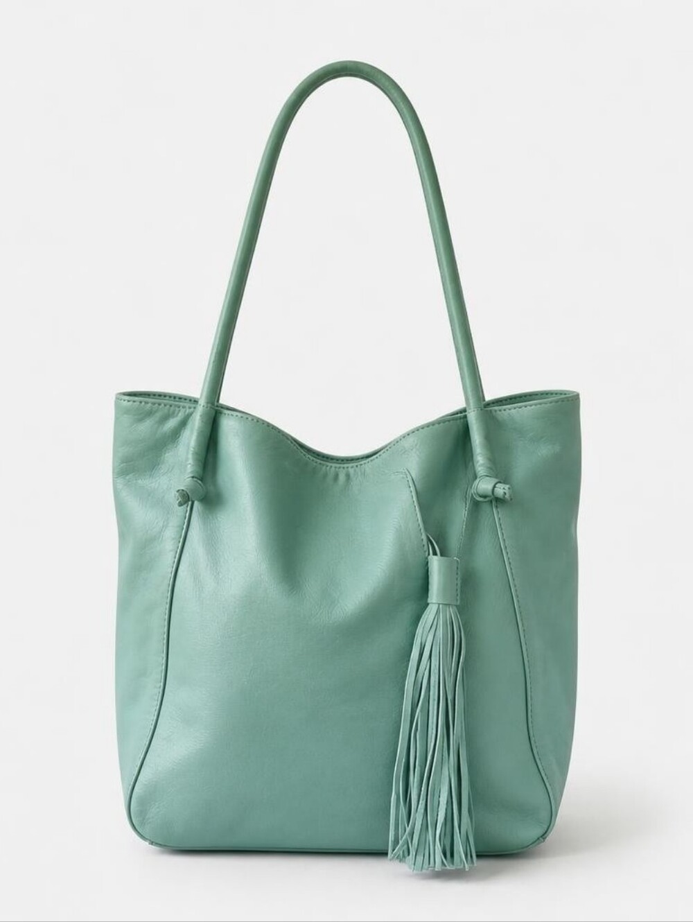 HOBO Tiffany Blue Leather Tote with Tassel